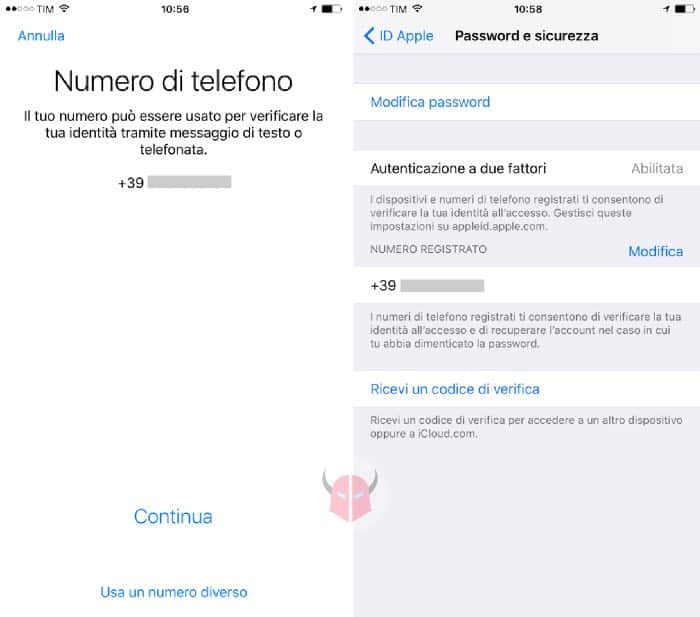 come attivare autenticazione a due fattori iPhone configurazione