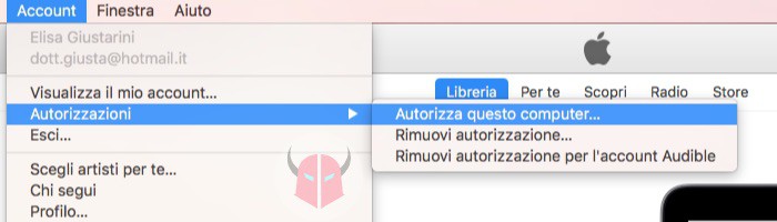 come autorizzare computer su iTunes opzione Autorizza questo computer