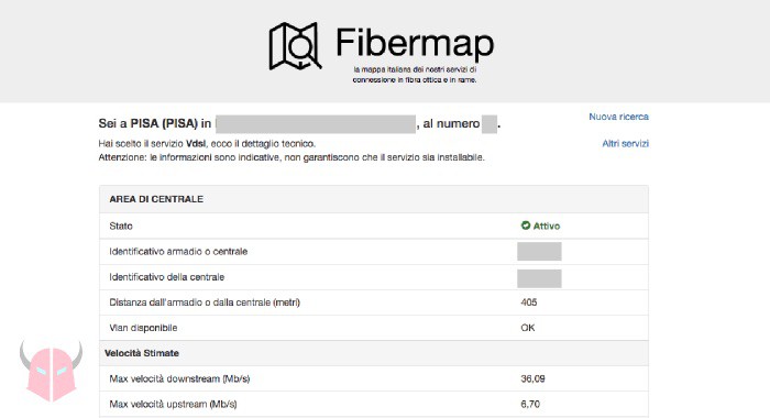 come calcolare distanza centrale Telecom Fibermap KPNQwest Italia