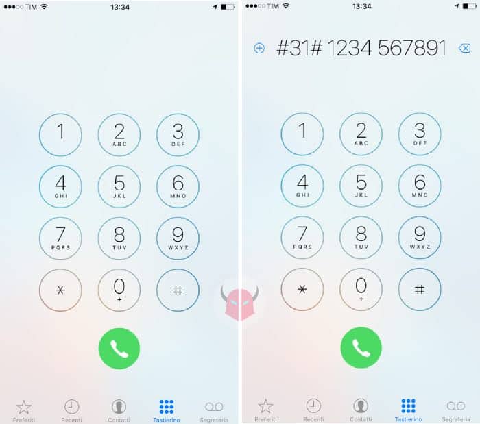 come nascondere numero iPhone codice per il tastierino