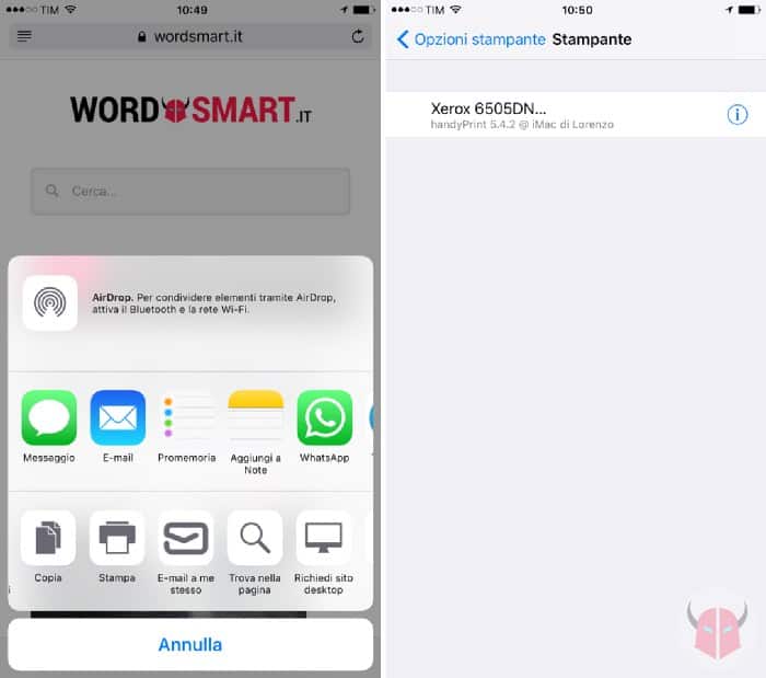 come stampare da iPhone senza AirPrint ricerca stampanti AirPrint su iOS