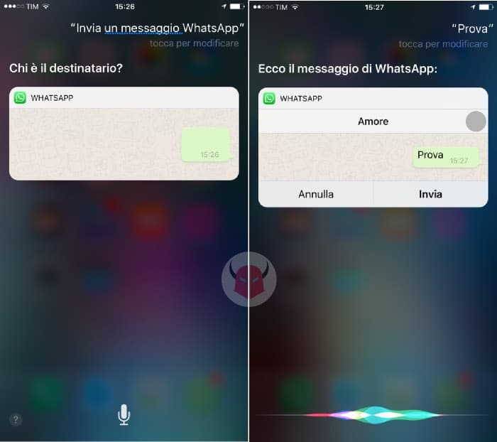 come inviare messaggi WhatsApp con Siri invio