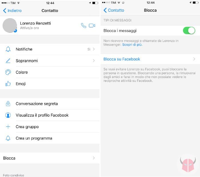 come bloccare una persona su Messenger iPhone