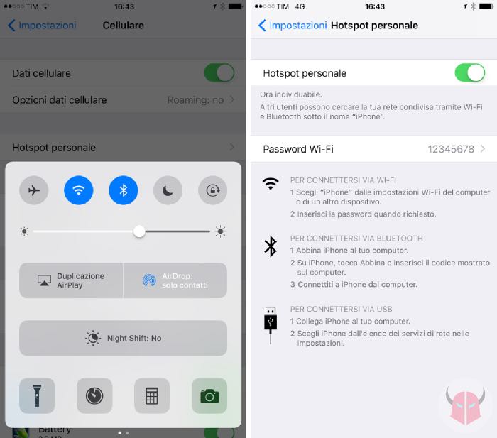 come condividere internet con iPhone attivazione Hotspot personale