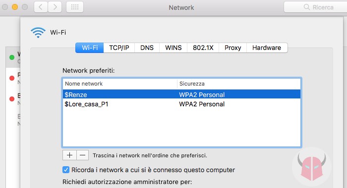 come impostare rete WiFi preferita su Mac Network preferiti