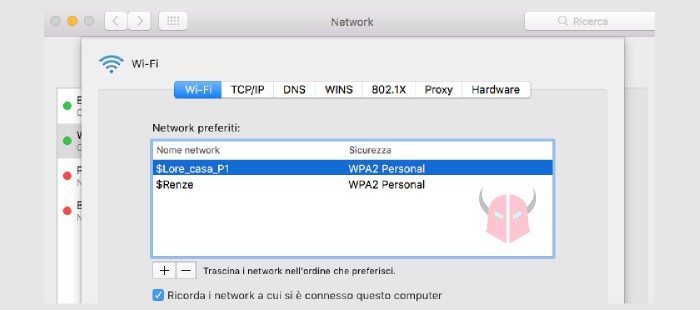 come impostare rete WiFi preferita su iPhone Network preferiti macOS