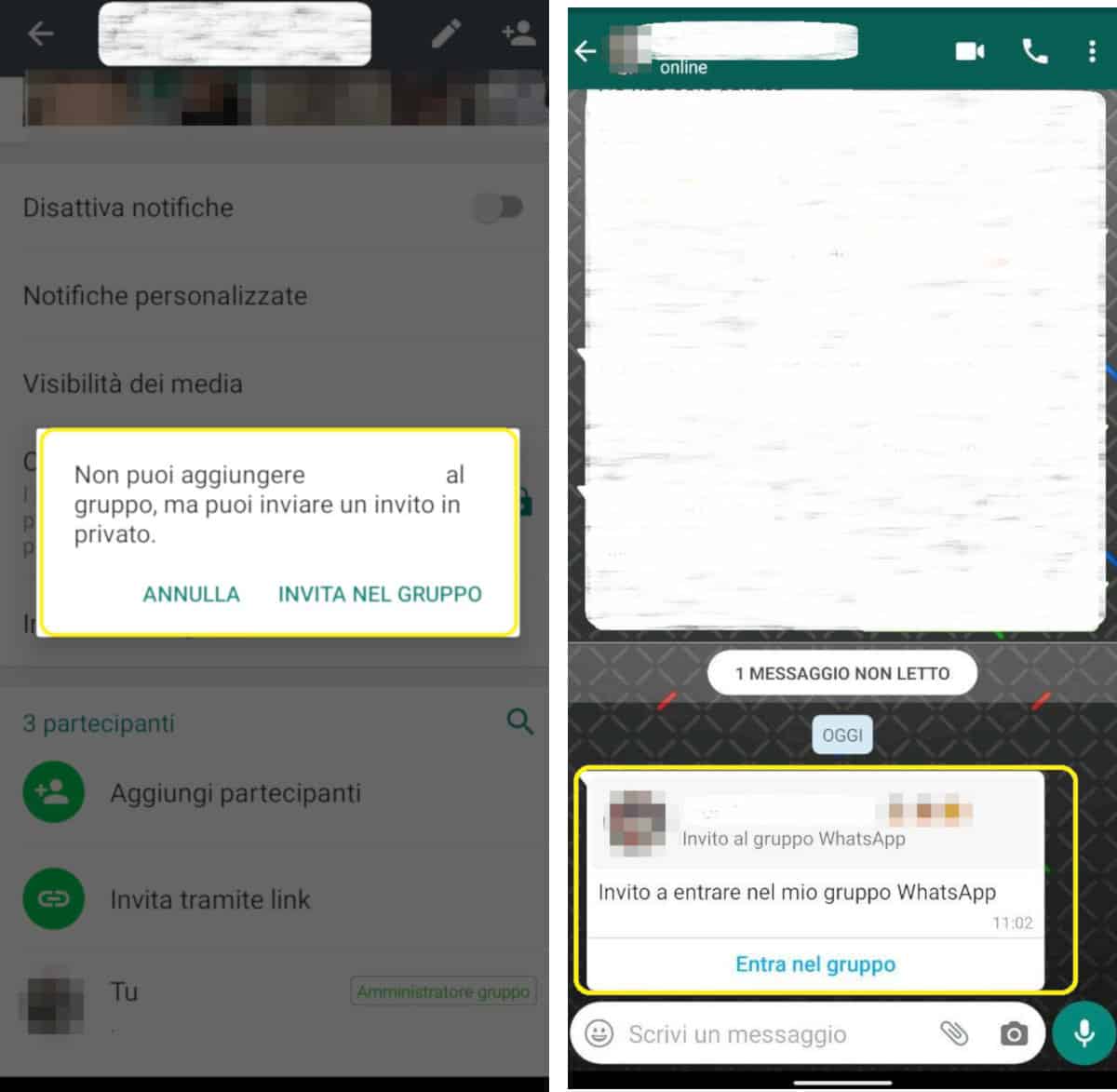 come non farsi aggiungere ai gruppi WhatsApp invito in privato