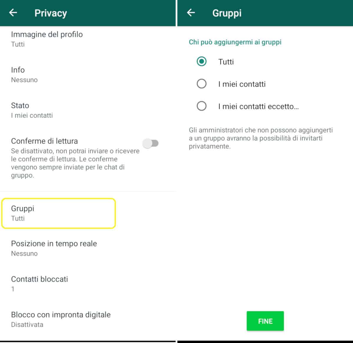 come non farsi aggiungere ai gruppi WhatsApp opzione di privacy