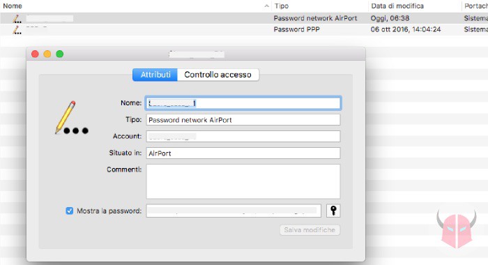 come vedere password WiFi salvate su Mac Accesso Portachiavi