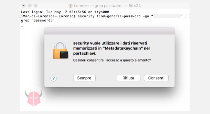 come vedere password WiFi salvate su Mac Accesso Terminale