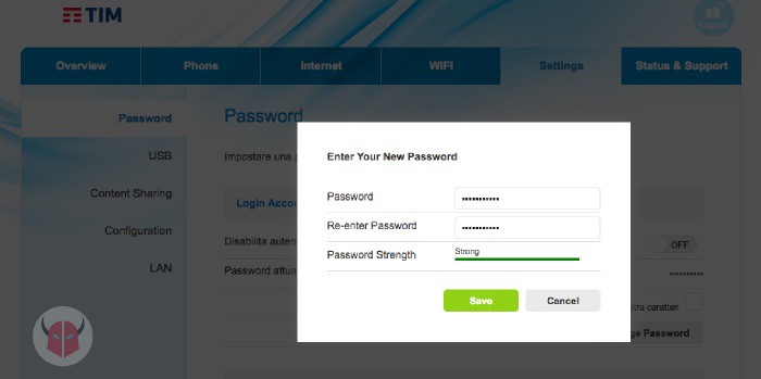 come cambiare password al router modifica credenziali modem