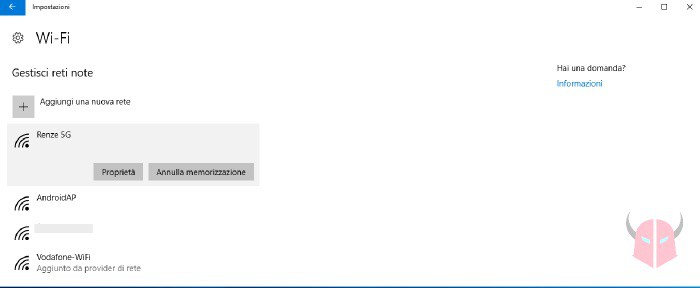 come dimenticare rete WiFi Windows 10 impostazioni