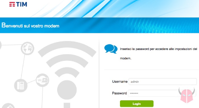 come entrare nel modem router di TIM schermata di accesso