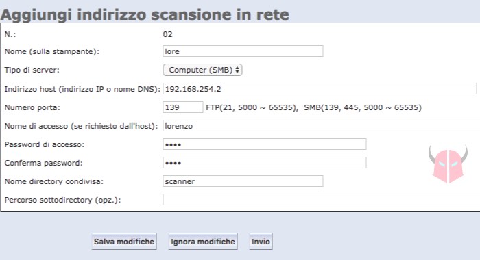 come si fa lo scanner con la stampante di rete SMB