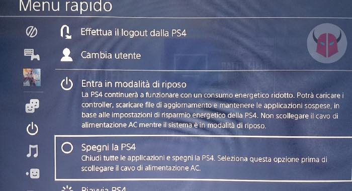 spegnere ps4 mentre