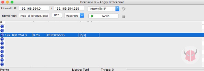 come vedere indirizzo IP di una stampante di rete Angry IP Scanner