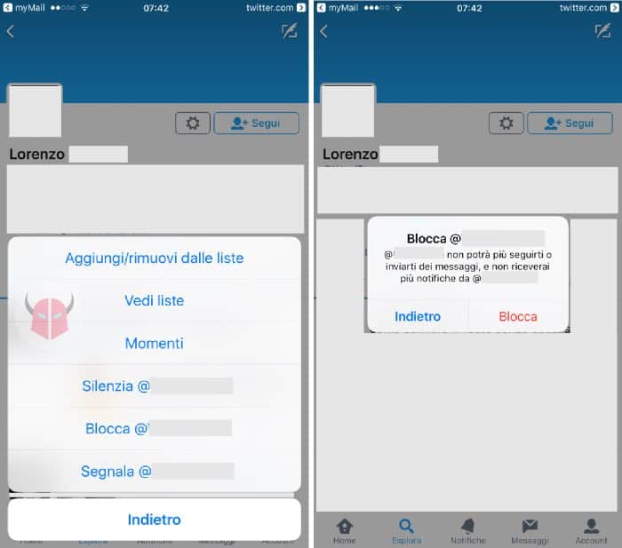come bloccare un follower su Twitter con iPhone