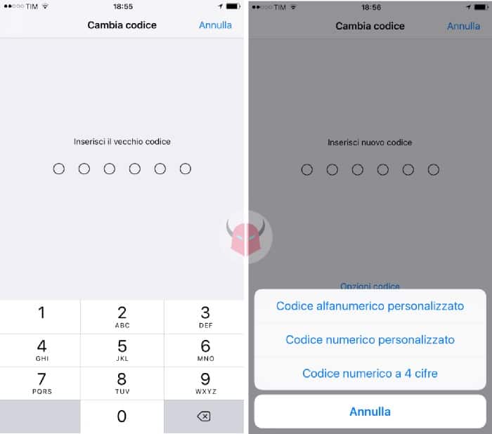 come cambiare codice sicurezza iPhone Opzioni codice