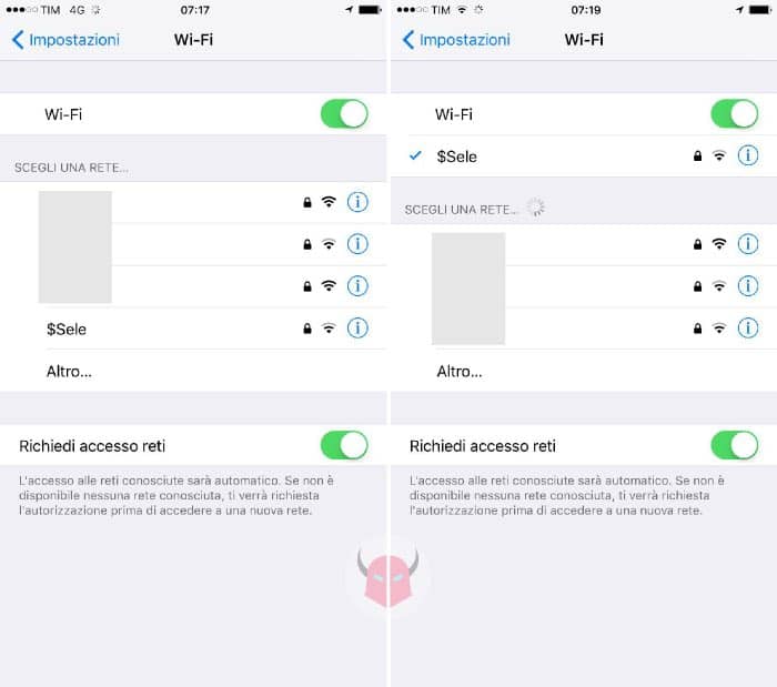 come connettere iPhone al WiFi collegamento rete wireless