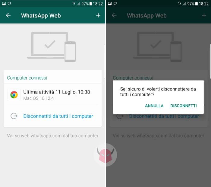 come difendersi da chi ti spia su WhatsApp lista PC connessi