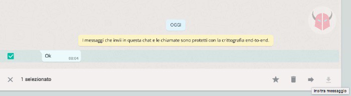 come girare un messaggio WhatsApp con WhatsApp Web