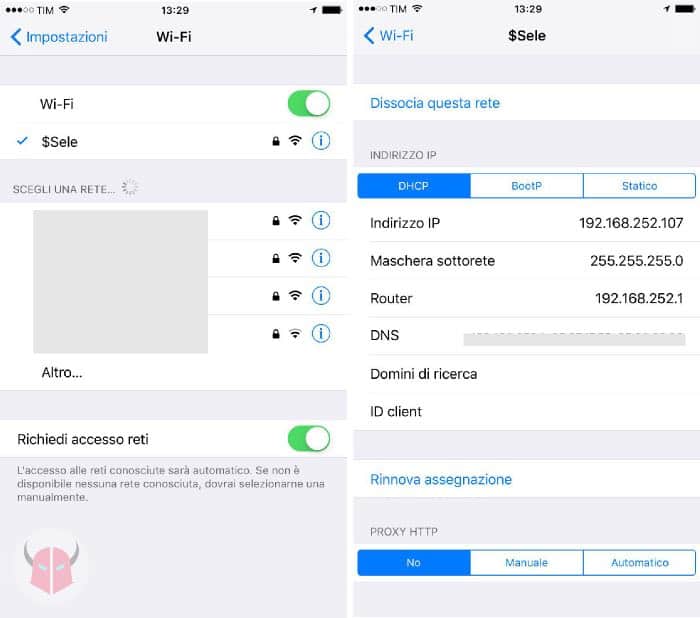 come trovare indirizzo IP router iOS