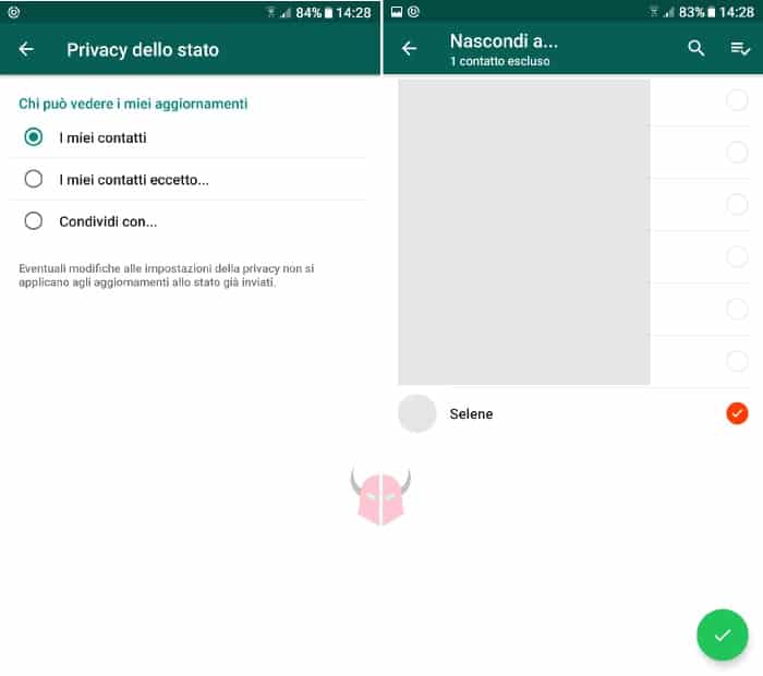 chi può vedere lo Stato di WhatsApp impostazioni privacy