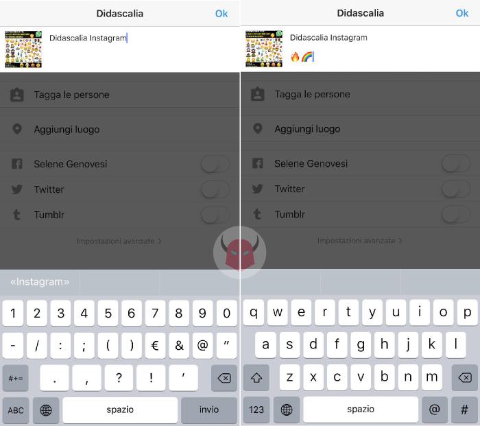 come andare a capo su Instagram con iPhone nella didascalia di un post