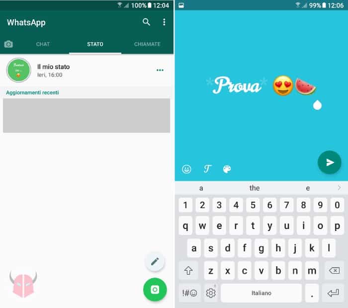 come creare scritte colorate Stati WhatsApp editor per scrivere uno Stato