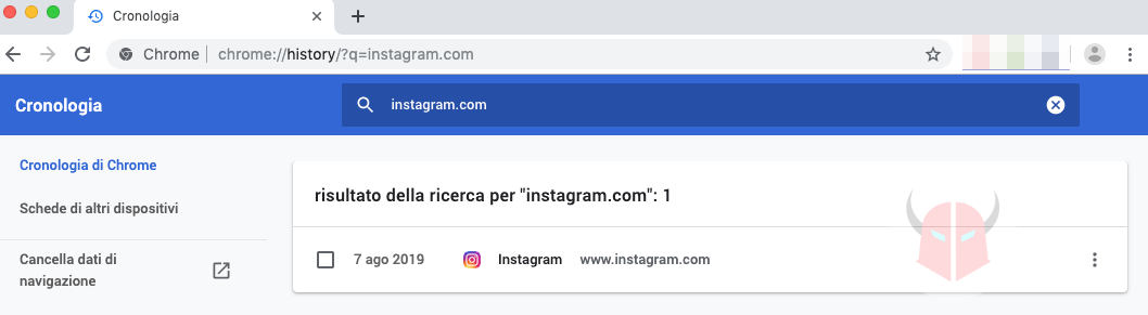 come cancellare cronologia Instagram browser visualizzazione query