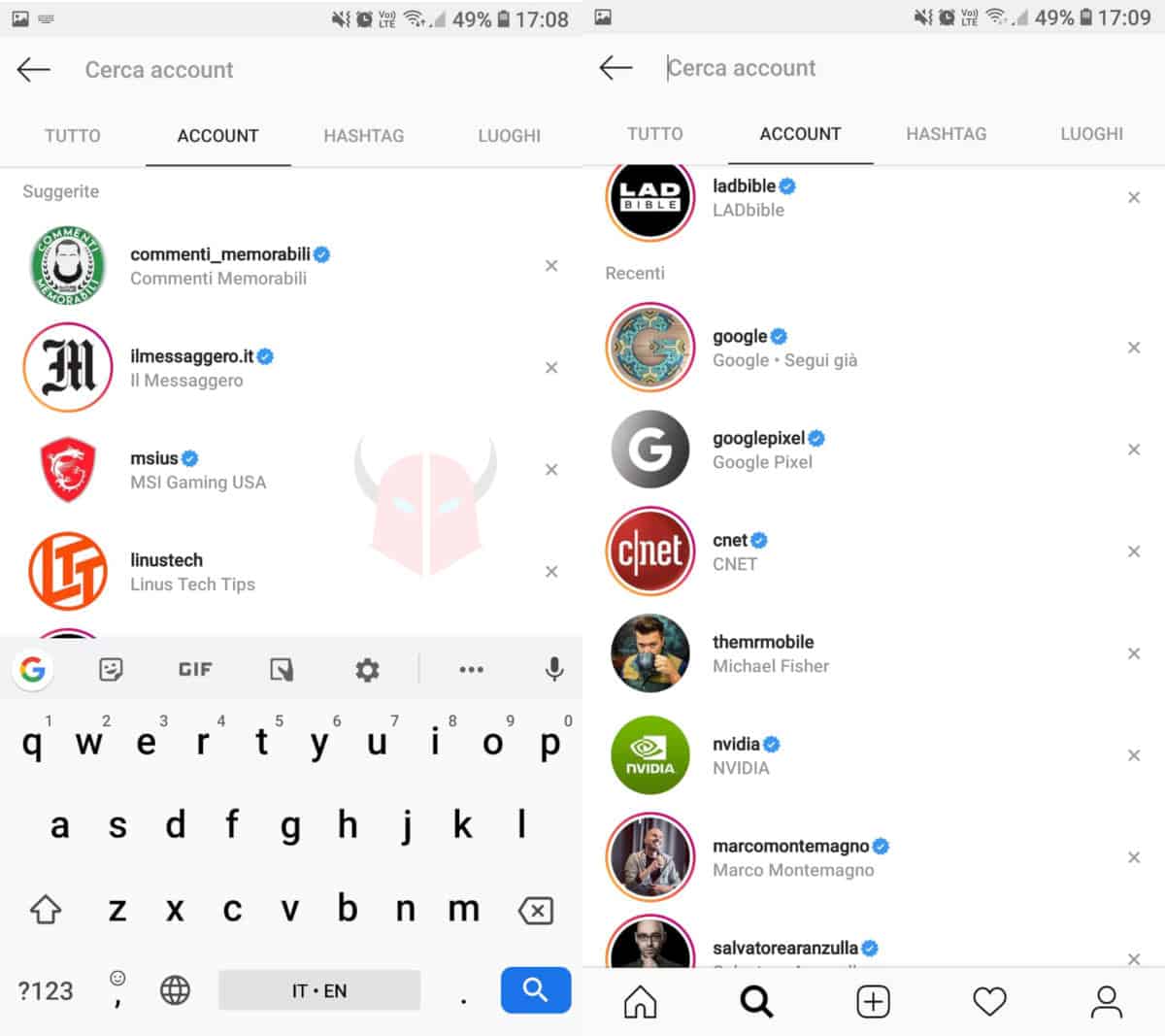 come cancellare cronologia Instagram ricerche di profili