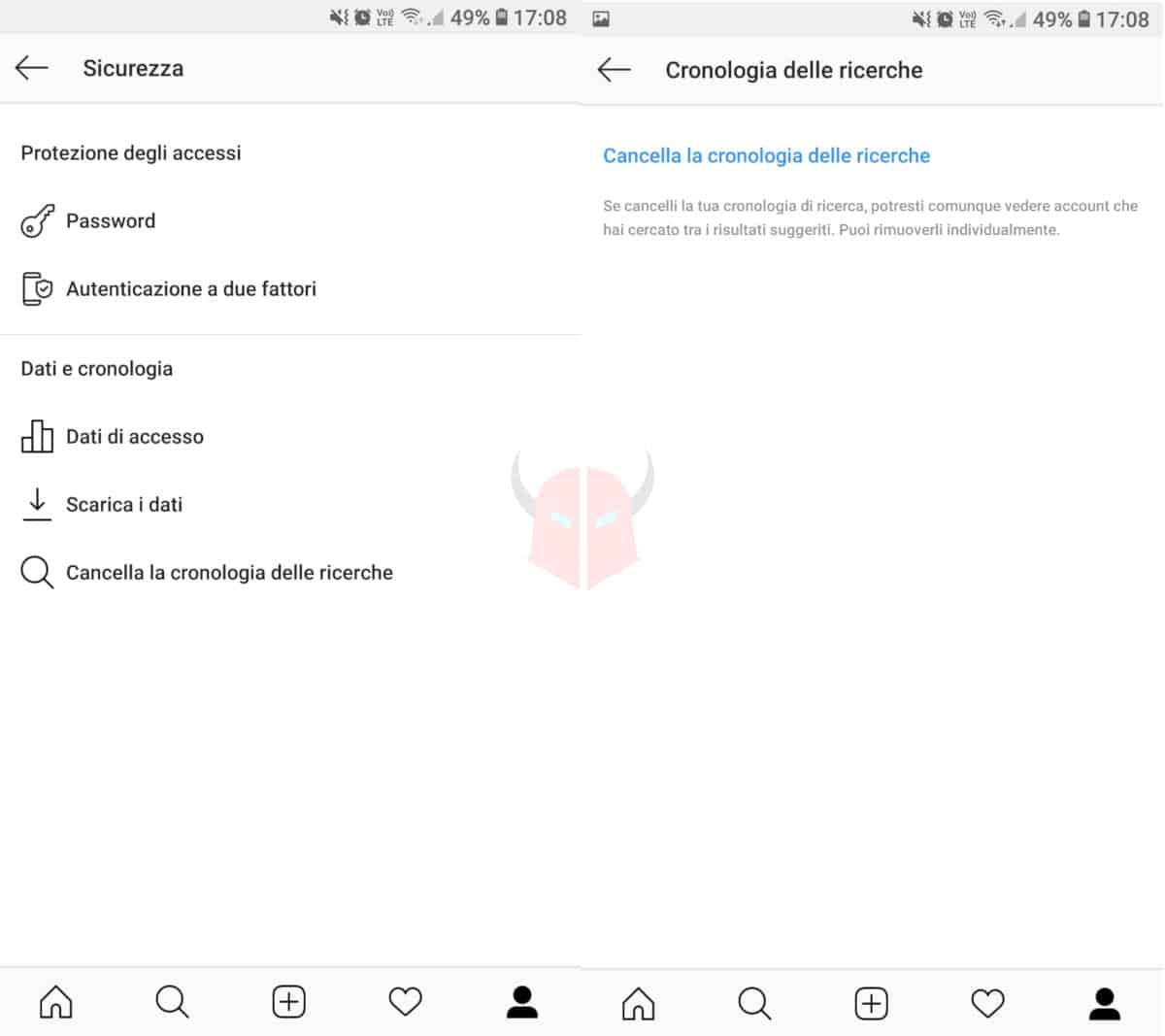 come cancellare cronologia Instagram ricerche metodo totale