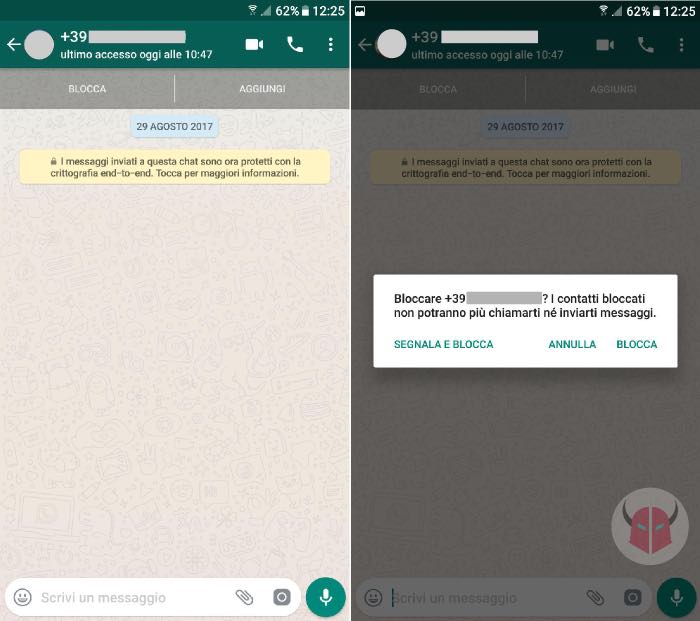 come non ricevere messaggi WhatsApp da un numero sconosciuto