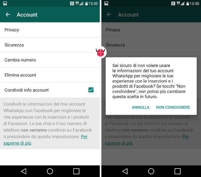 come togliere WhatsApp da Facebook app già installata