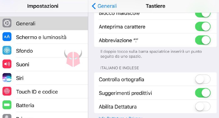 come togliere correzione automatica iPhone disattivazione controllo ortografia