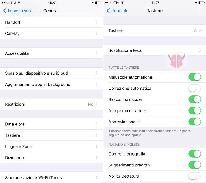 come togliere correzione automatica iPhone disattivazione