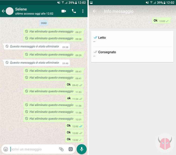 come annullare messaggio inviato WhatsApp spunte