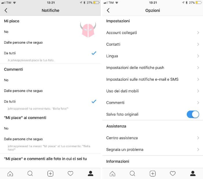 come attivare notifiche push Instagram iOS