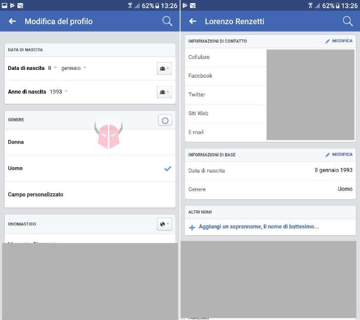 come cambiare data di nascita su Facebook Android