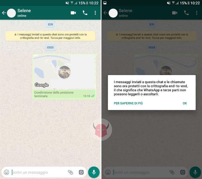 come inviare posizione in tempo reale WhatsApp crittografia end-to-end