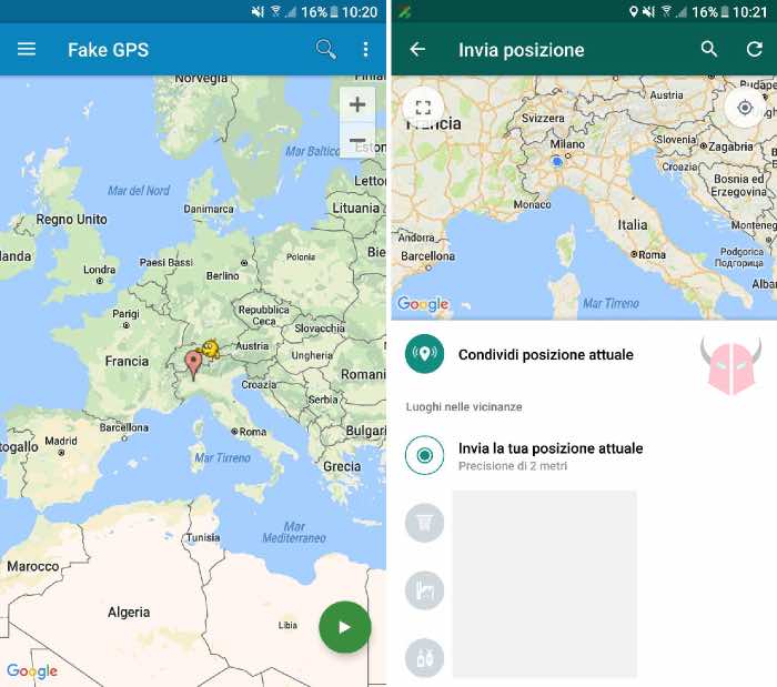 come inviare posizione in tempo reale WhatsApp posizione GPS falsa