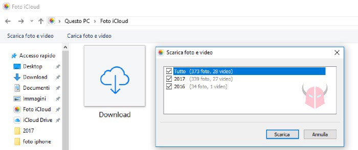 come scaricare foto da iCloud su PC Windows