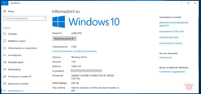 come vedere se il PC è 32 o 64 bit Windows 10 tipo sistema operativo