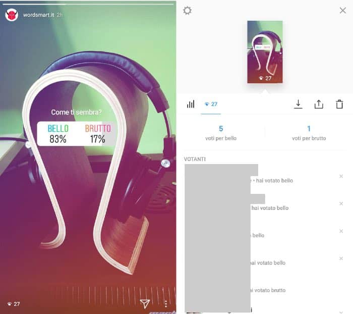 come votare sondaggi Instagram visualizzazioni e votanti