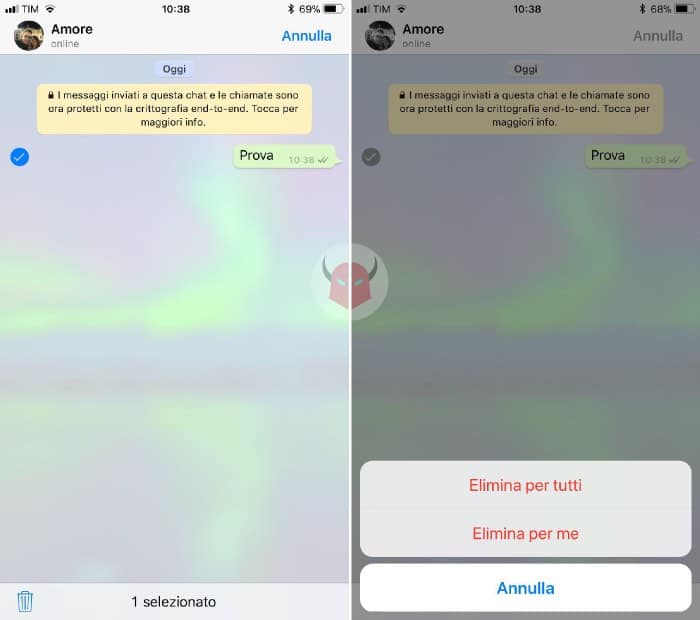 come cancellare messaggi WhatsApp per tutti