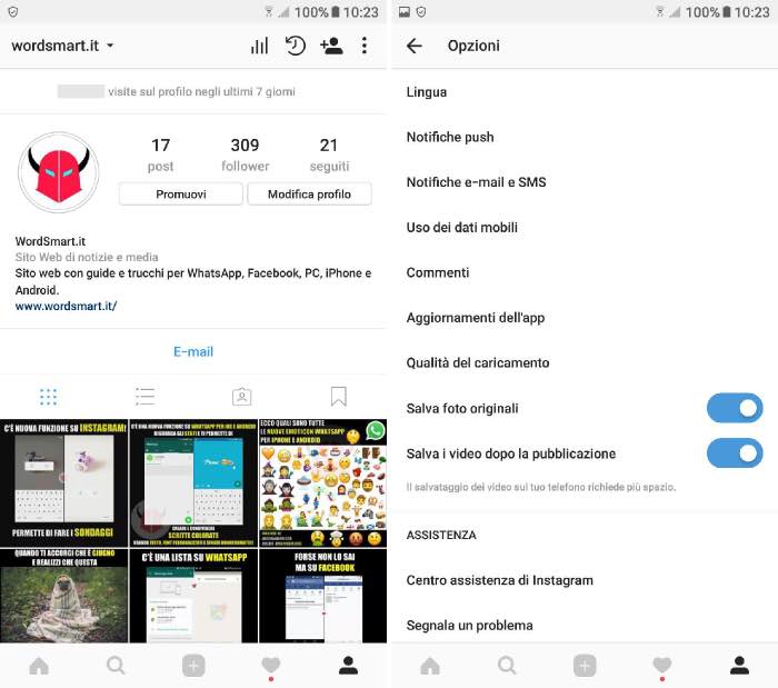 come salvare foto da Instagram pubblicate da te