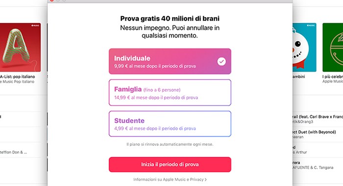 come attivare Apple Music gratis piani di abbonamento