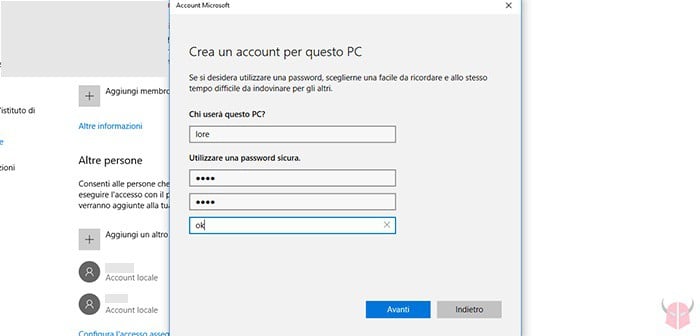 come creare account amministratore Windows 10 creazione utente