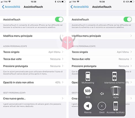 come fare screenshot iPhone X AssistiveTouch