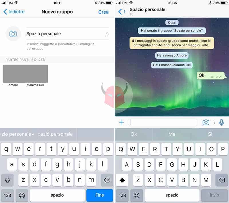 come mandare messaggi WhatsApp a se stessi gruppo senza partecipanti